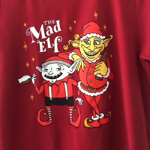 RARE Troegs Brewing Company THE MAD ELF Christmas Red Beer T-Shirt Men's Medium - Picture 3 of 7